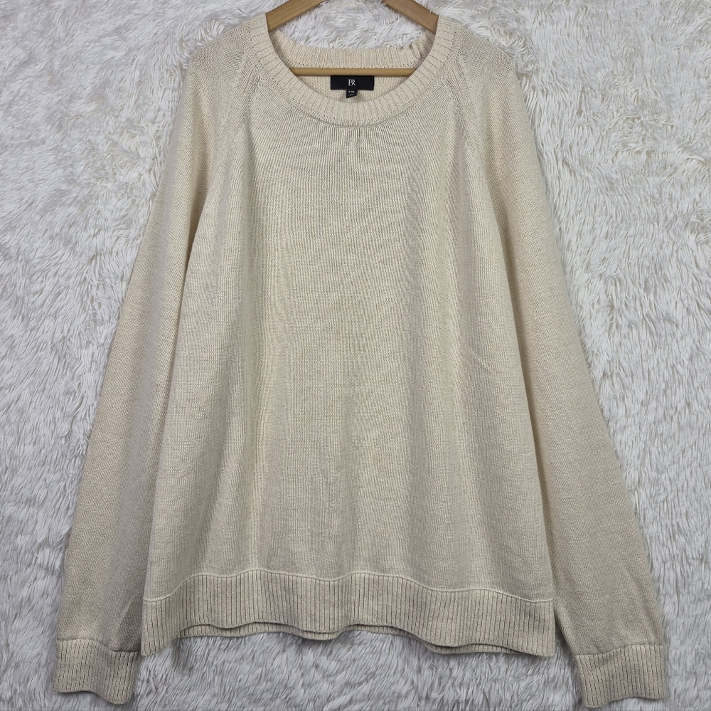 Banana Republic Beige‎ Giorgio Linen Cotton Blend Sweater Mens 2XLT Quiet Luxury